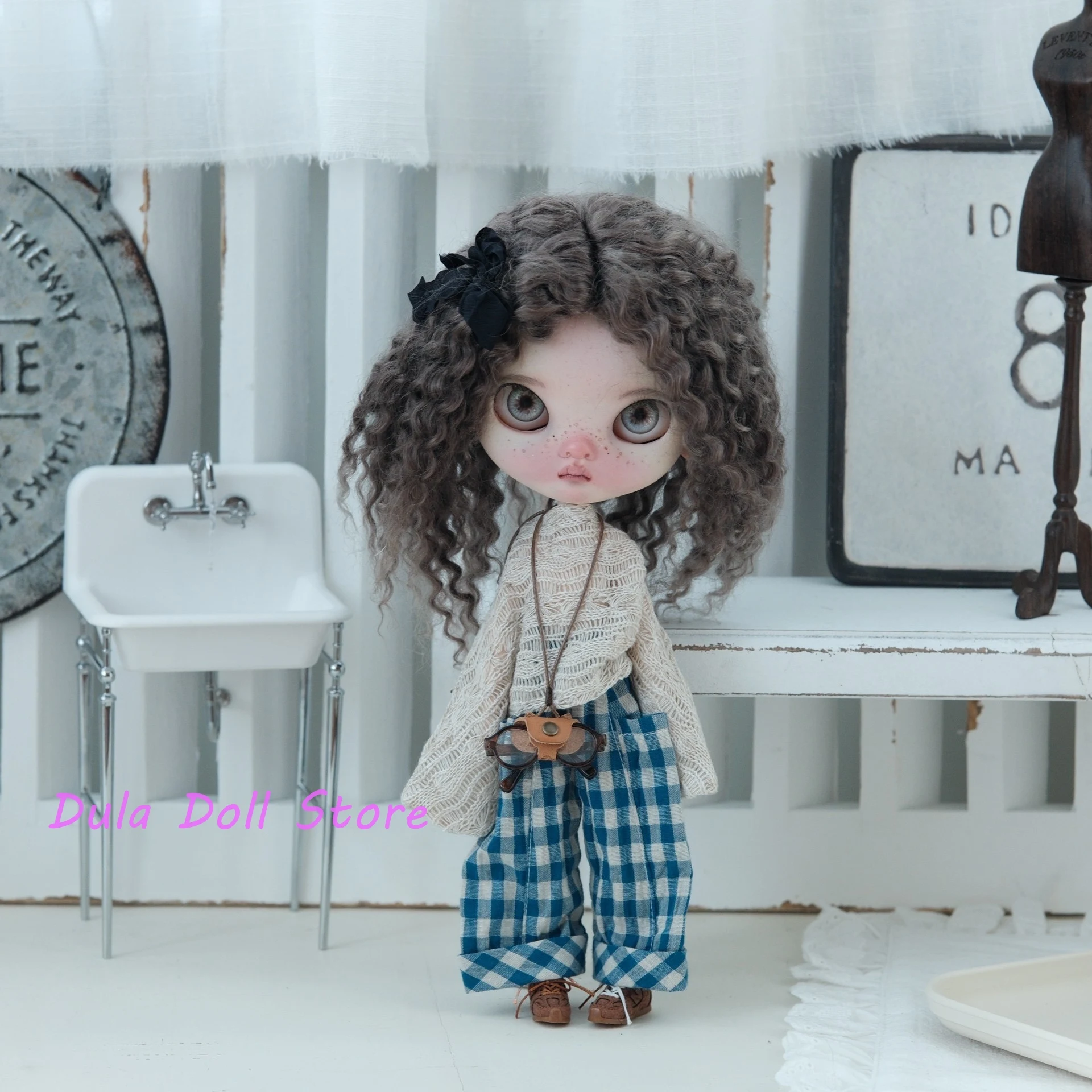 Ropa de muñeca Dula, top de punto minimalista de estilo callejero y pantalones a cuadros, conjunto Blythe ob24 ob22 ICY JerryB 1/6, accesorios para muñecas Bjd