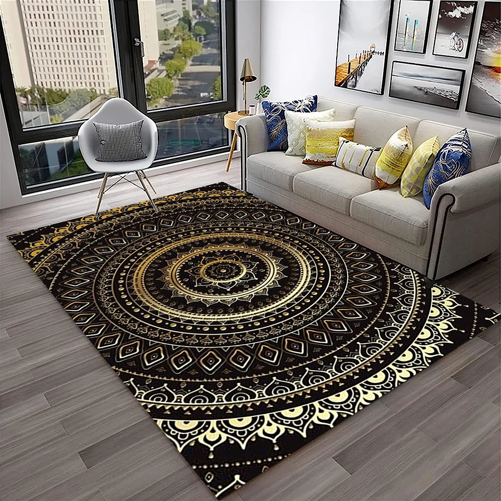 3D Mandala Bohemia Geometric Carpet Rug for Home Living Room Bedroom Sofa Kitchen Doormat Decor,Kid Area Rug Non-slip Floor Mat