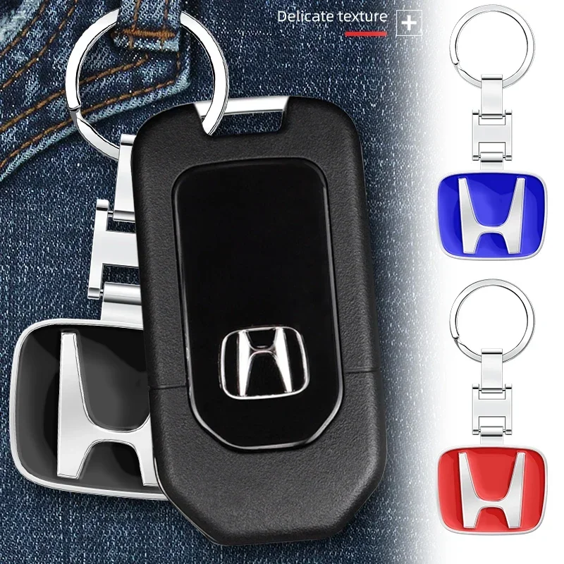 1pcs 3D Metal Car Styling Steel Keychain Key Ring Accessories For Honda Mugen Jazz Insight Freed Fit CRV Civic Accord City Brio