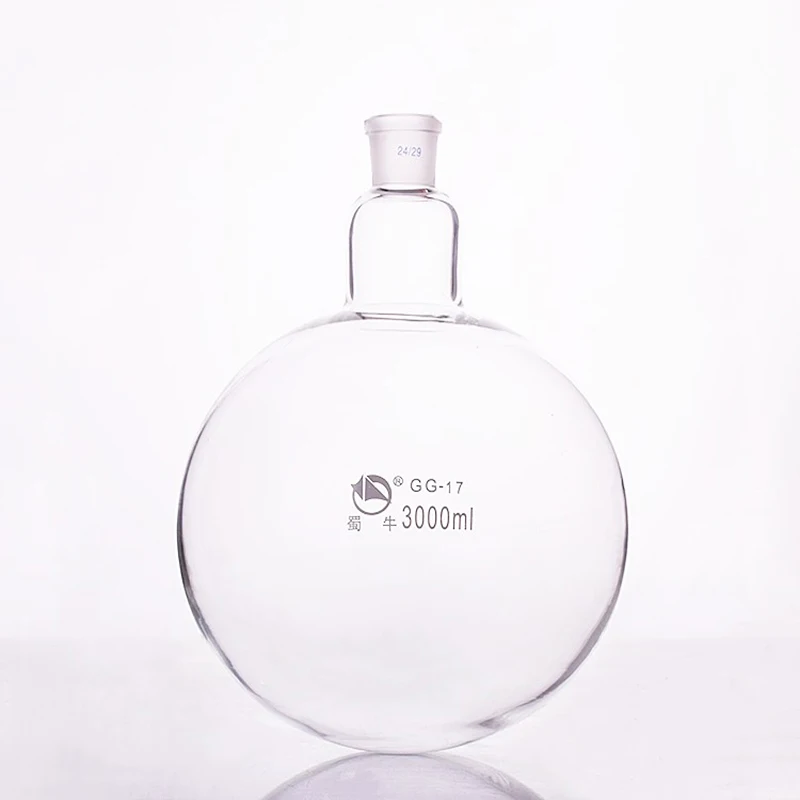 SHUNIU Single standard mouth round-bottomed flask,Capacity 3000mL and joint 24/29,Single neck round flask