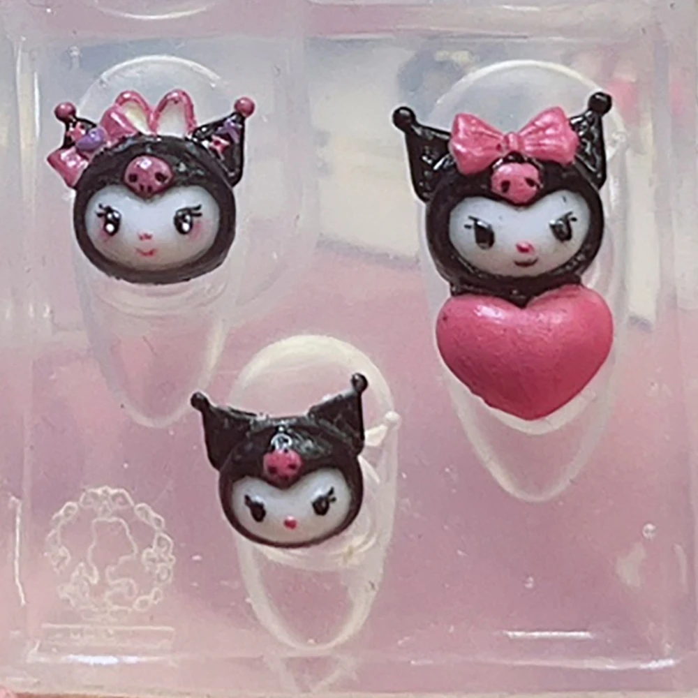 Sanrio Kuromi Melody 3D cetakan kuku akrilik seni Hello Kitty Pochacco Diy silikon kartun kuku ukiran cetakan pesona menghias