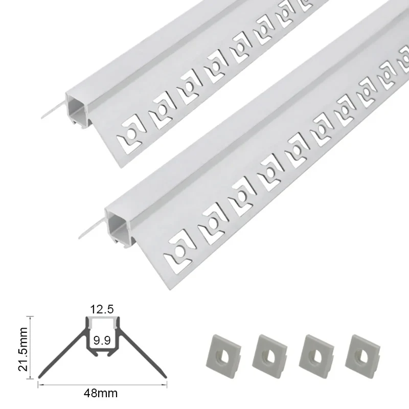 

Recessed Aluminum Profile 48x21.5mm Ceiling Led Silver Linear Lights Indoor Wall Hard Bar Strip Lamp