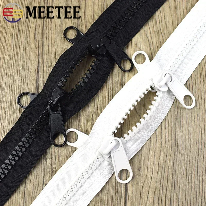 1-6Meters Meetee 10# Resin Zipper Double Sliders Close End Zip for Outdoor Tent Clothes Coat Long Zips DIY Sewing Accessories