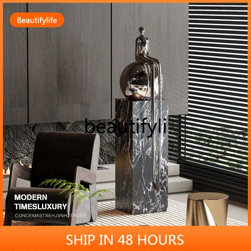 

A48 Electroplated Simple Long-Legged Figure Welcome Sculpture Floor Ornament Hotel Lobby Entrance