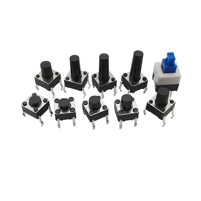 180Pcs/box Mini 6x6mm Tactile Tact Push Button Switch Panel PCB Momentary Tact Switch Kit 6x6x4.3/5/6/7/8/11/12/13mm 7x7x14mm