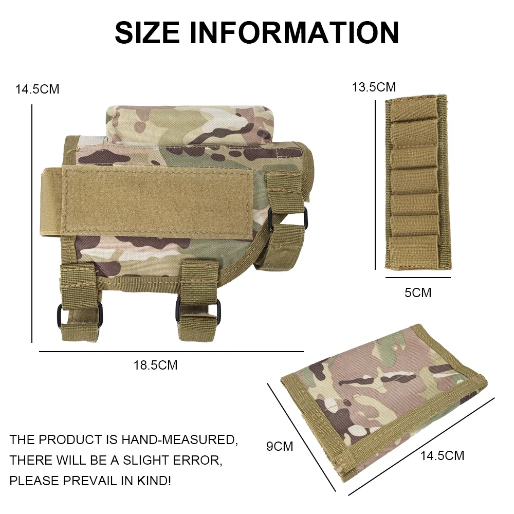 Tactical Butt Stock Rifle Cheek Rest Pouch Bullet Holder Adjustable Riser Pad Ammo Cartridges Bag for Airsoft Hunting Rifles