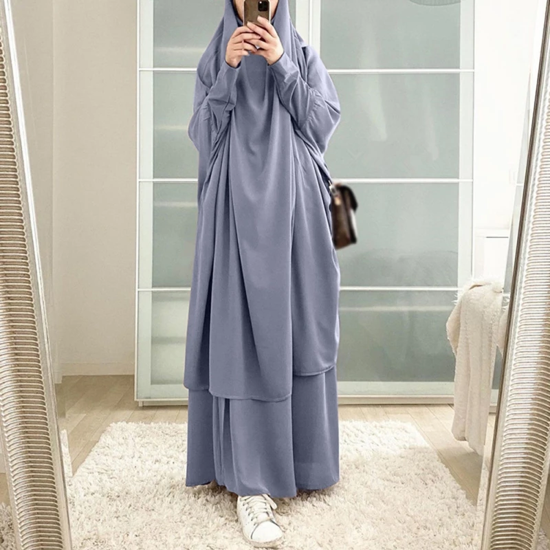 Women Hooded Muslim Hijab Dress Eid Prayer Garment Jilbab Abaya Long Khimar Full Cover Ramadan Gown Abayas Islamic Clothing