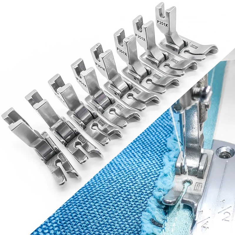 จักรเย็บผ้าแบบแบนอุตสาหกรรมขวาปิดกั้นเท้ากดขอบ; ตีนผีจักรเย็บผ้าแบบแบนด้วยคอมพิวเตอร์สําหรับการเย็บด้านบน