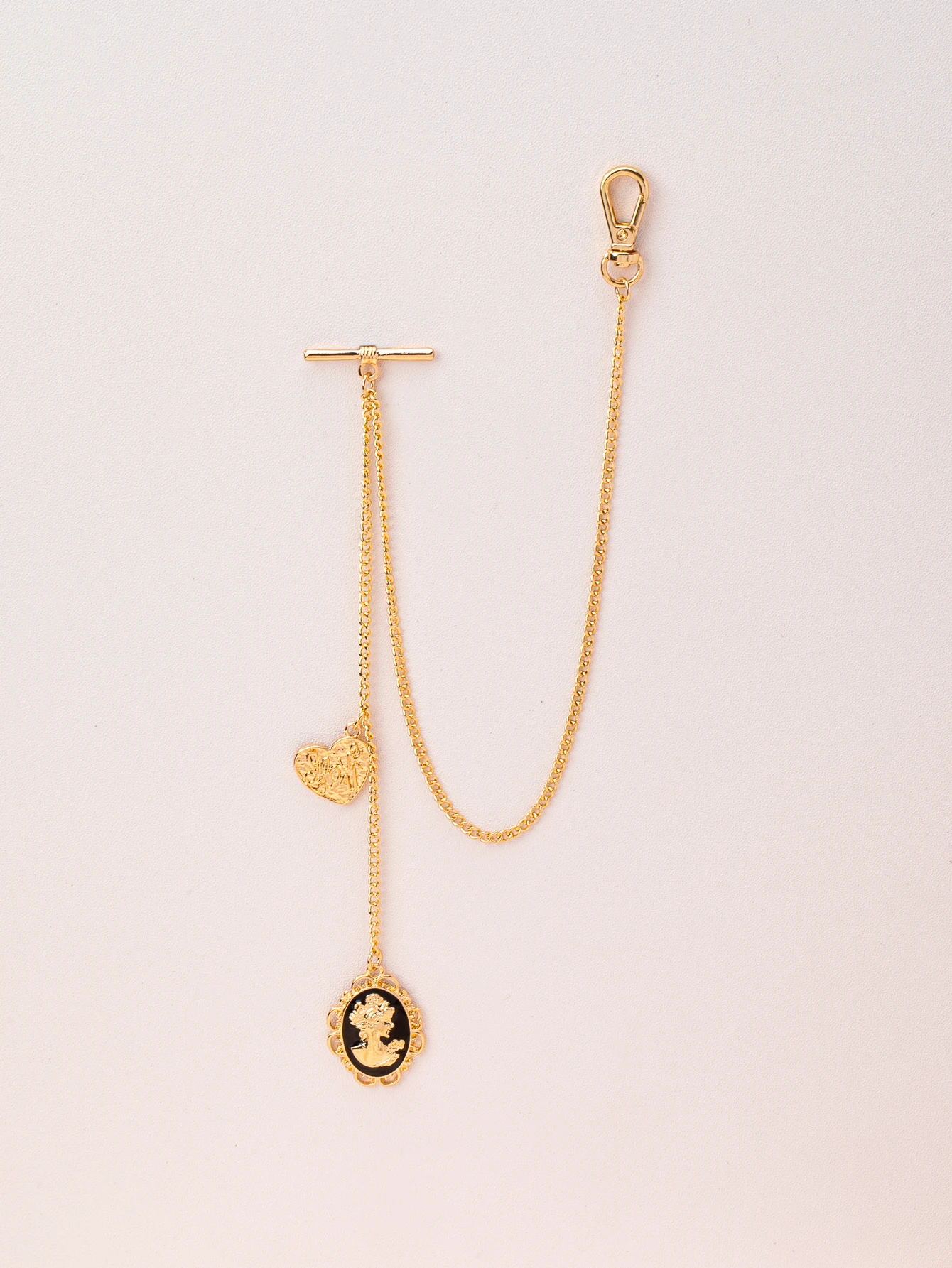 1 Vintage-Style Sweet Portrait Embossed Lettering Heart-Shaped Pocket Watch Chain, a Daily Casual Fashion Accessory for Women