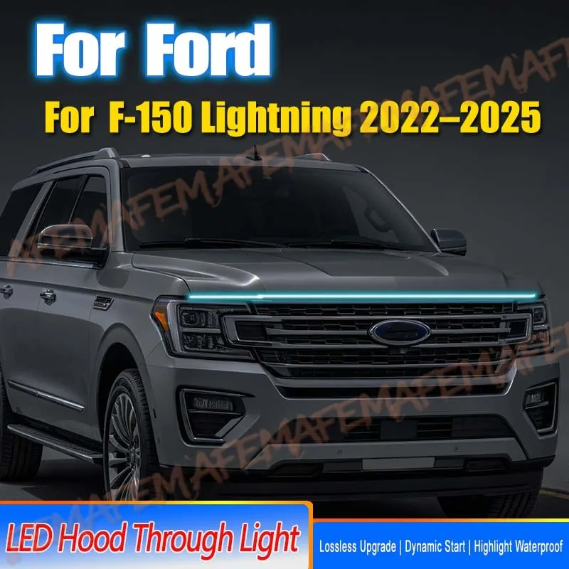 LED Daytime Running Light Strips Universal Hood Lamp Flexible Car LED Guide Lights Waterproof 12V DRL For Ford F-150 Lightning