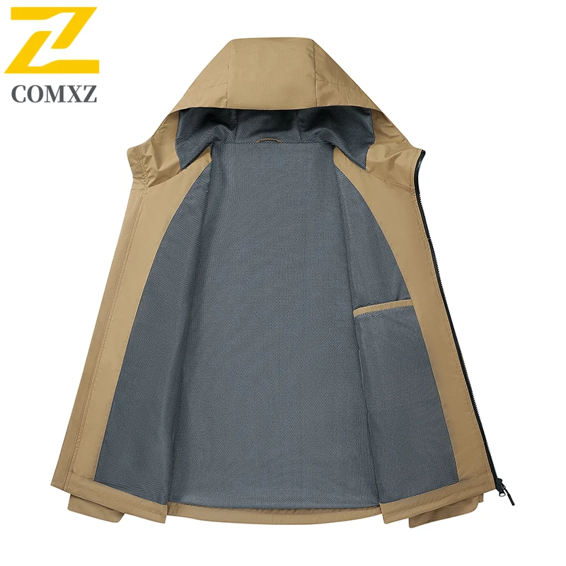 2025 Hiking Men's Jacket Autumn Fashion Brand Color Contrast Waterproof Windproof Windbreaker Men Mountain Hooded Rainproof Coat