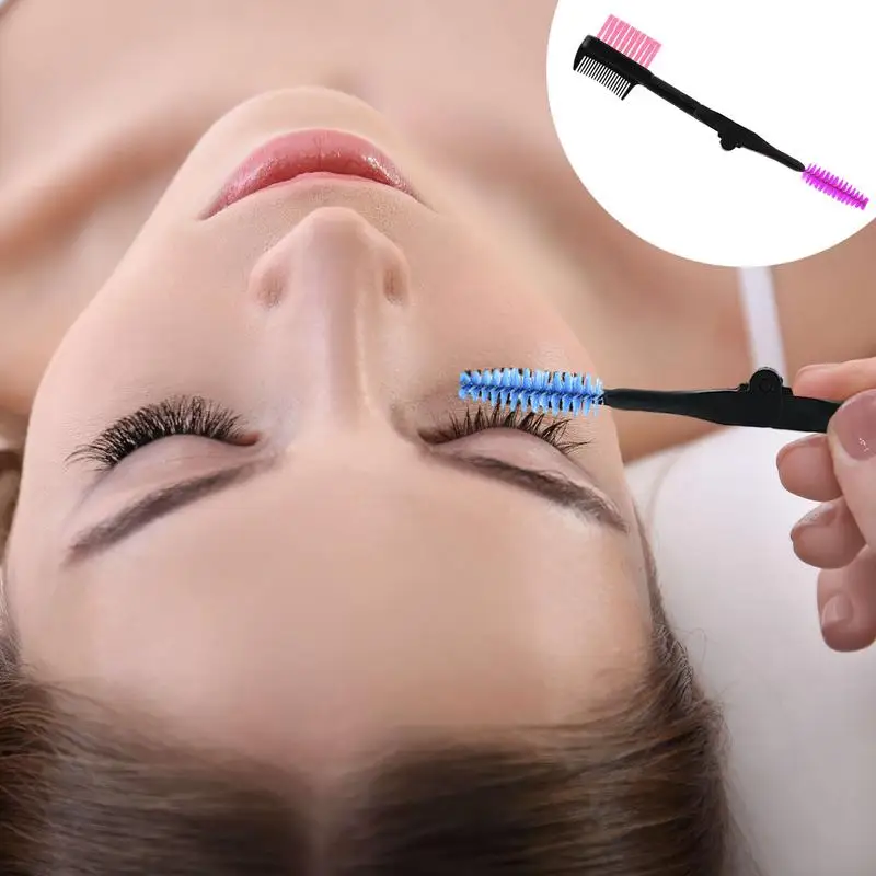 Wimperkam Wenkbrauwborstel Opvouwbaar Dual-Head Ontwerp Voor Precisie Oogmake-Up Herbruikbare Mascara Applicator Make-Up Tool Make-Up