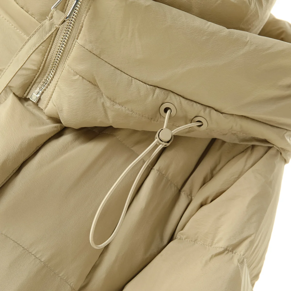 Long Hooded Stand Collar  Color down Jaet Winter Warm Commute Sle Nylon Fabric White Du Feather Filling Zipper Clo...