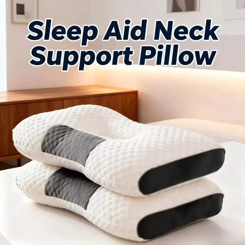 Spa Massage Cervical Support Pillow Washable Non‑Collapse Pillow Core Relieve Neck Fatigue Home Travel Relax Sleeping Pillow