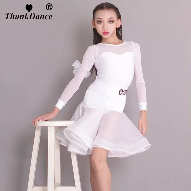 

Детская одежда для румбы, самбы, танго, бальных танцев, сальсы, тренировочная танцевальная одежда, платье для латинских танцев, одежда для выступлений для девочек, тренировочная одежда для выступлений