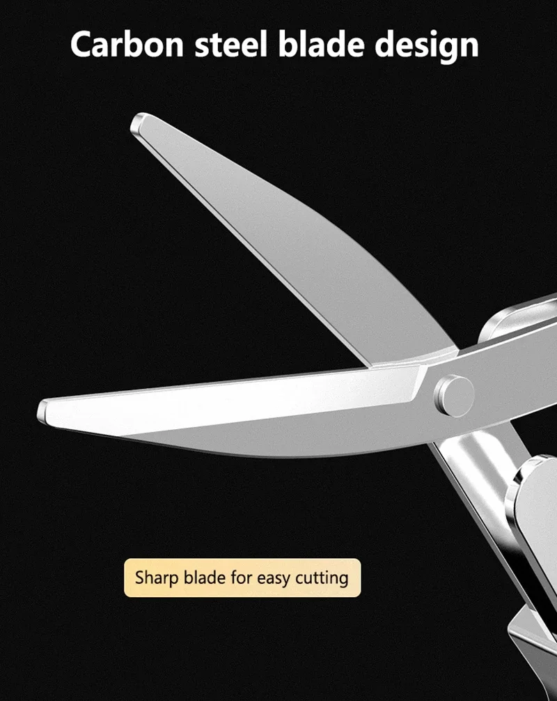 1Pcs Versatile Stainless Steel Folding Scissors Metal Portable Retractable Durable Line Cutting Tools for Travel Outdoor & Daily