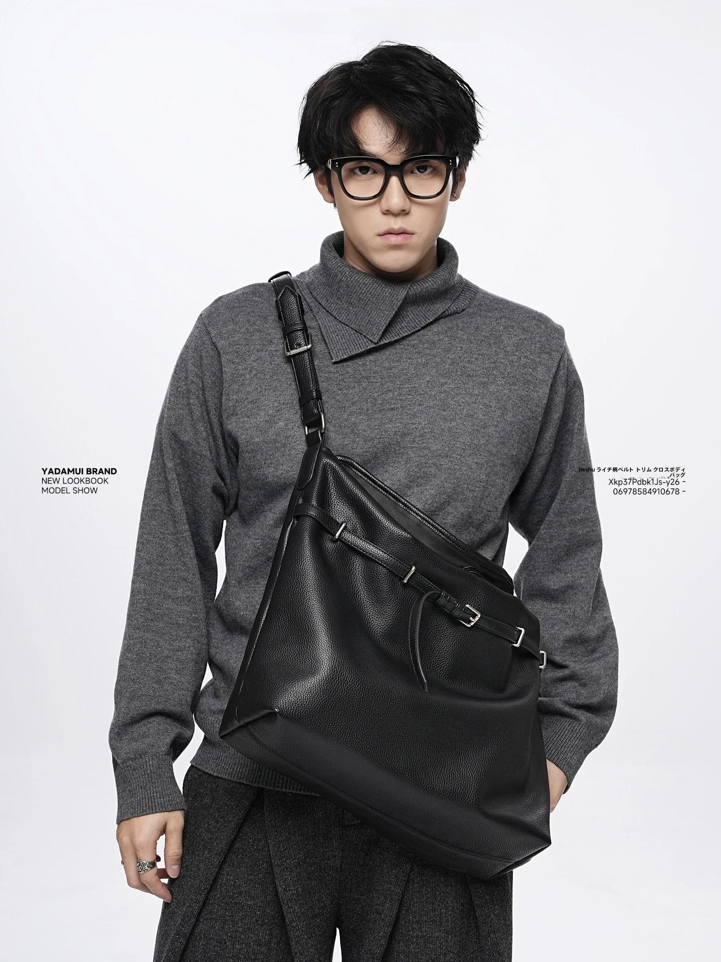Kuroda Yashiki Tote Bag Men's Women's Soft Leather Crossbody Drifting Belt Decorated Casual Style Large Size PU Leather