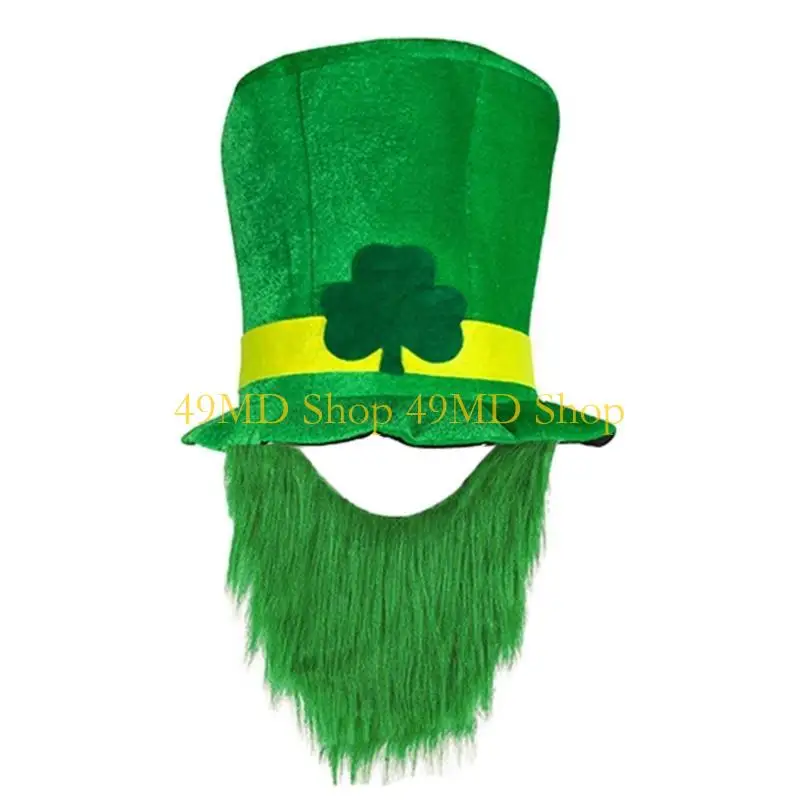 49MD St. Patricks Day Leprechaun Hats Headdress Party DIY Handmade Accessories Chunky Patrick Wrinkled Hat