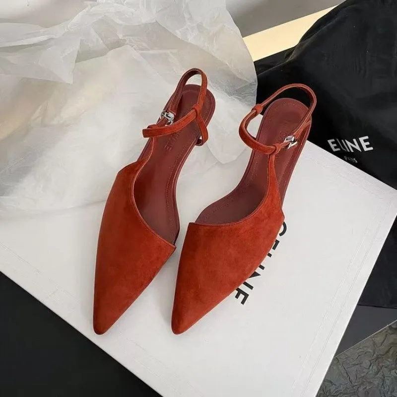 Sandalias de Verano con Tacón de Caballo, Estilo Retro Mary Jane Francés, Elegantes Zapatos con Hebilla, Nuevas y Modernas, de Piel de Oveja