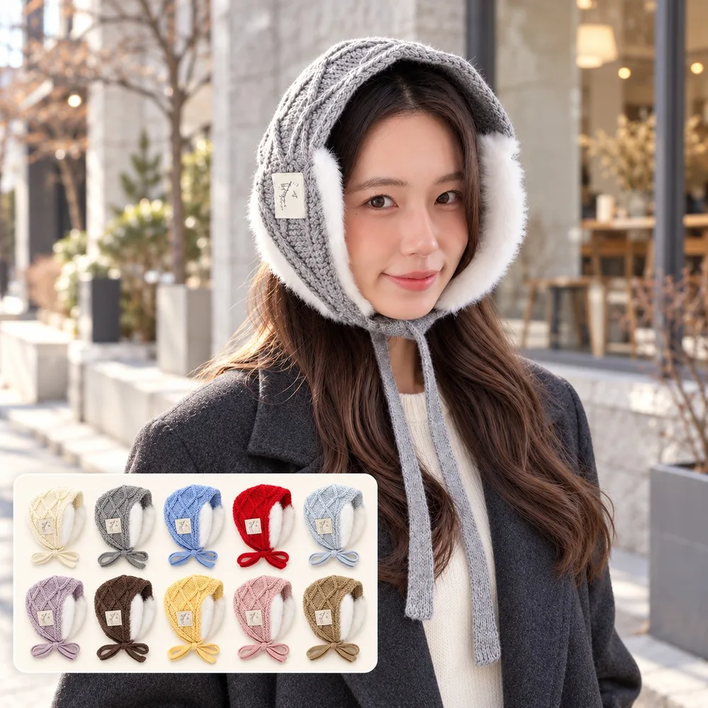 gorro-de-malha-para-mulher-ideal-para-o-inverno-com-forro-de-pelucia-protecao-para-as-orelhas-capuz-de-malha-trancada-com-cordoes-para-o-queixo-estilo-coreano-acessorio-para-usar-ao-ar-livre