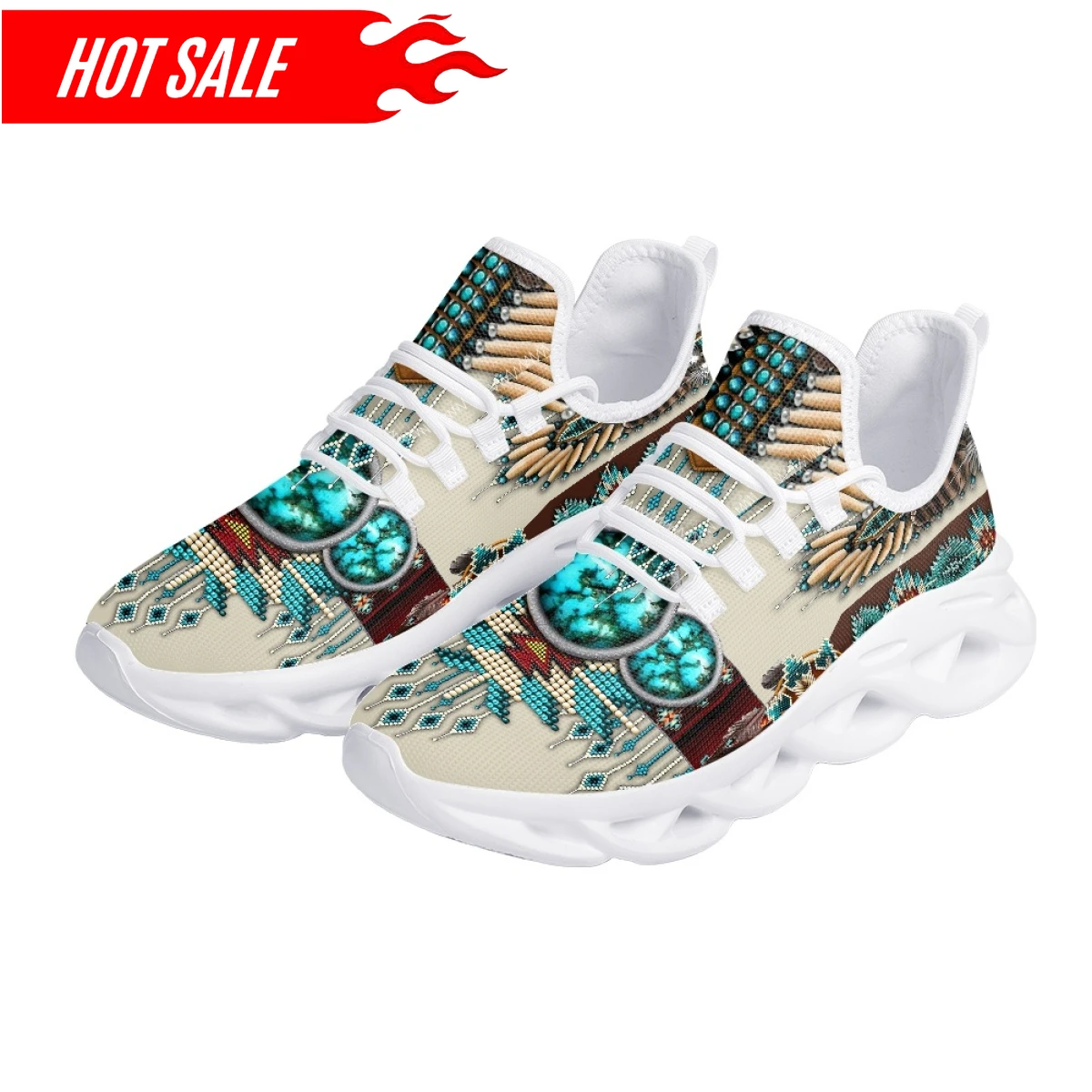 Ethnic Tribal Aztec Platform Shoes for Women Casual Mesh Shoes Dreamcatchers Print Breathable Lace up Mesh Sneakers