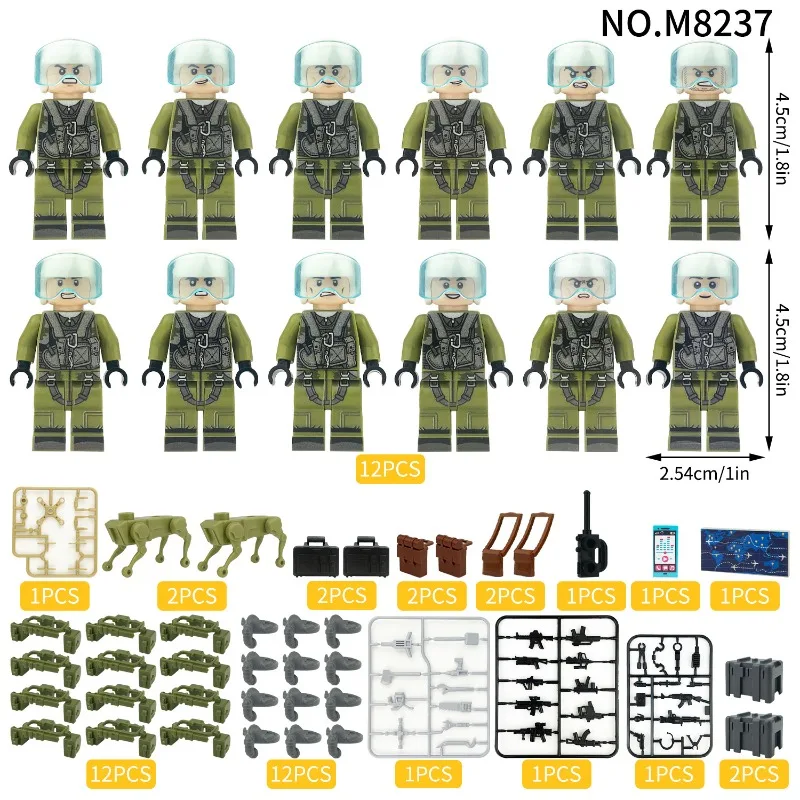 

Meigao Air Force miniature M8237 cross-border wholesale pilot children assemble small particles building block toy robot dog