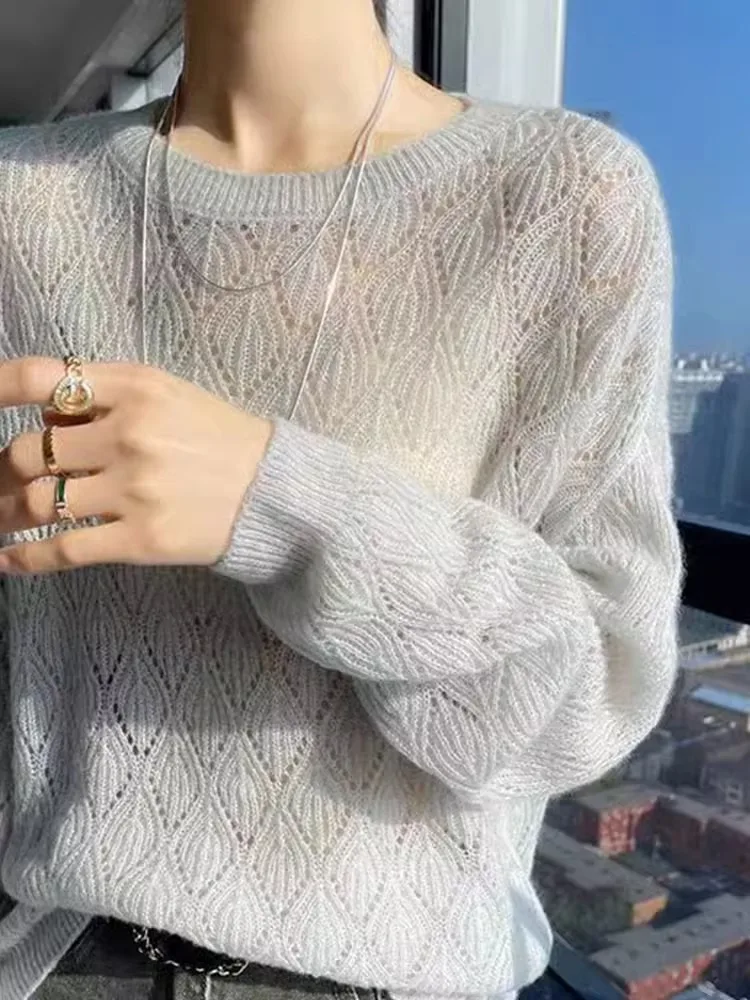 Длинный свек на шнуровке, круглый цвет Ne, повседневный вязаный свитер с эффектом похудения, топ ранней осени для женщин