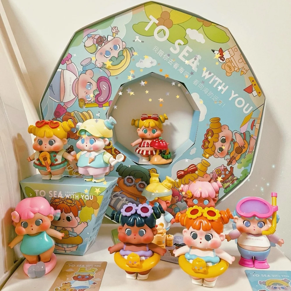 Echte Qoqo To Sea with You Serie BlindBox Kawaii Vinyl Puppen Sammlung Tischdekoration Mystery Surprise Urlaub Spielzeug Geschenk