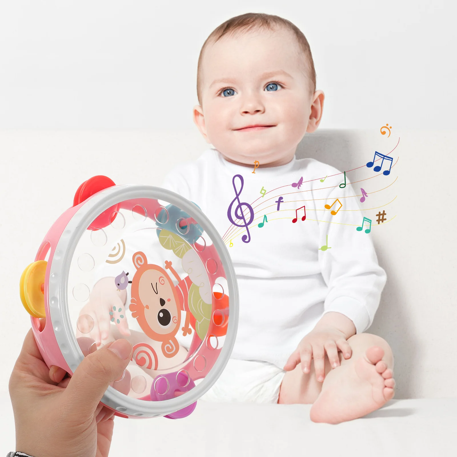 Children Clapping Tambourine Musical Toy Hand Drum Cute Tambourines Delicate Sky-blue Party for Band