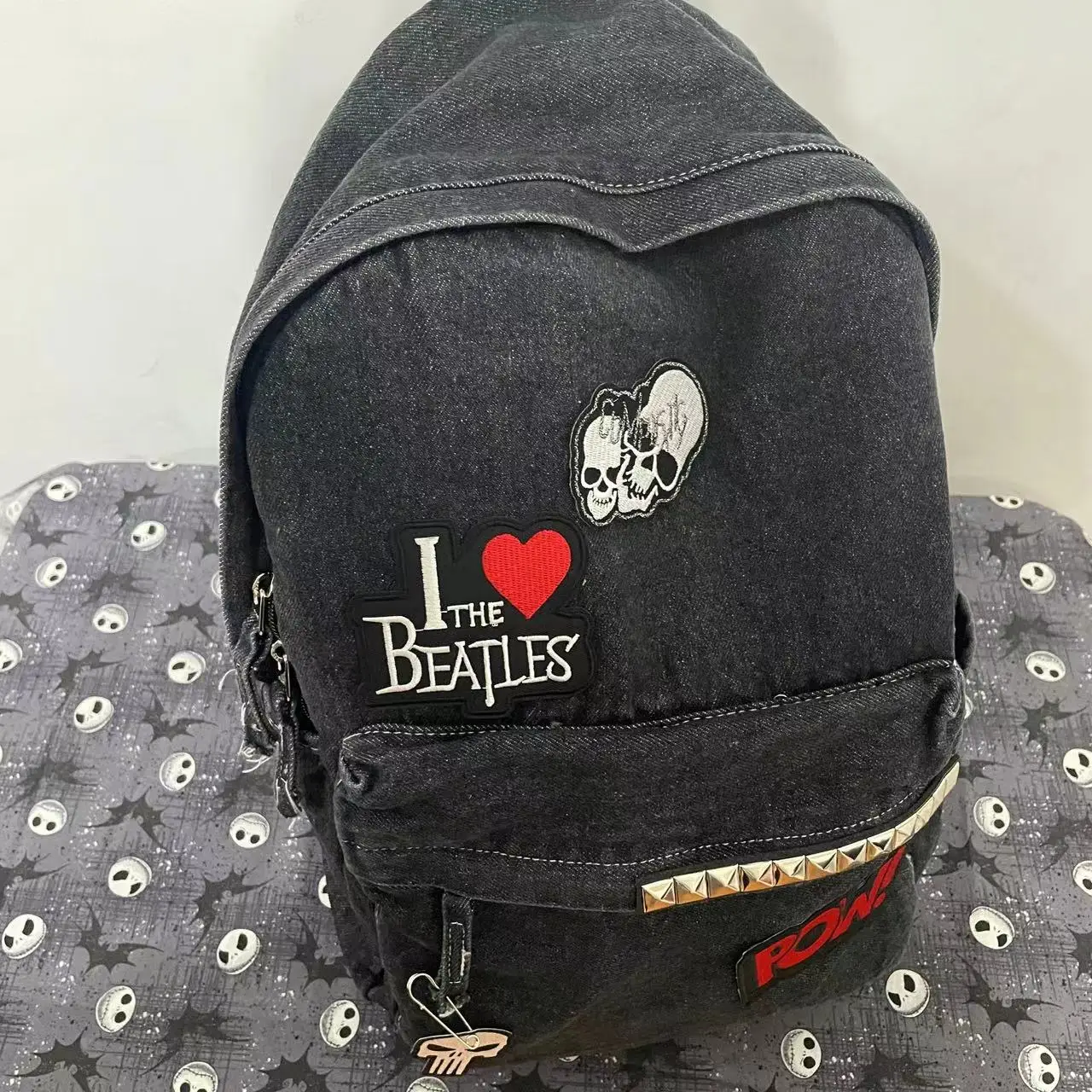 

Large Capacity Y2K Denim Backpack Harajuku Shoulder bags Women man Schoolbag Teenagers Punk Backbag goth punk hot girl backpack