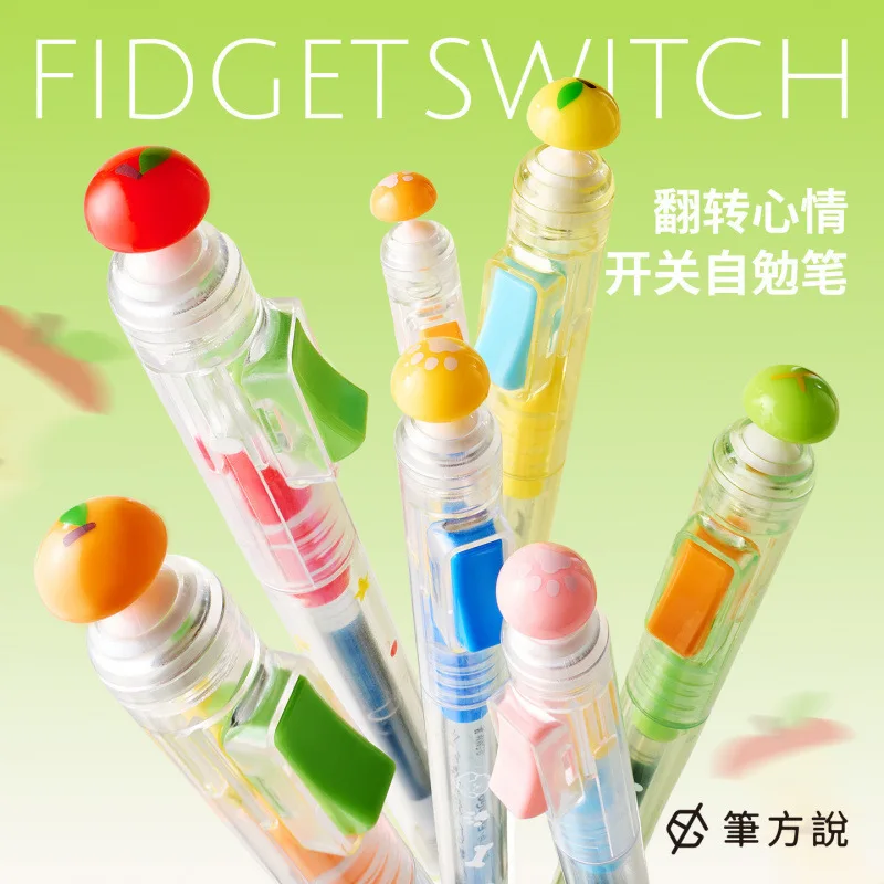 Mushroom switch pen self-motivation brush question pen 2025 hot-selling double beads cs head quick drying 6boxes