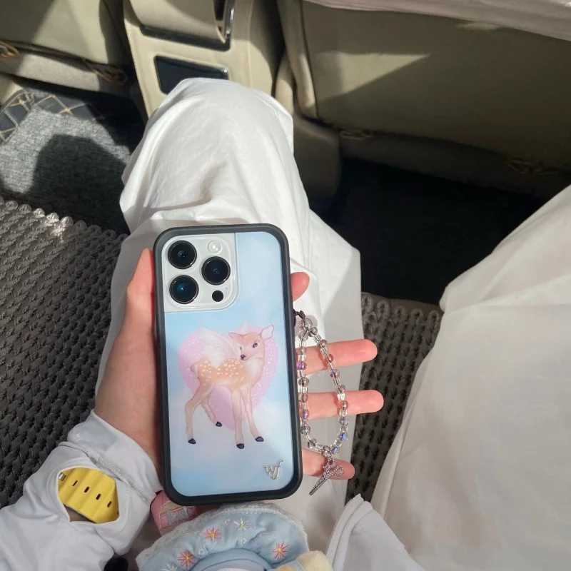 

Wildflower Fawn Angel Girls Phone Case for iPhone 12 13 14 15 16 17 Pro Max Plus Air 16Pro wf Cute Sky cherub Deer Cover Cases