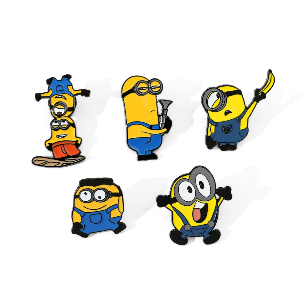 5 pcs Fashion Anime Brooch Cartoon personality Minions Enamel Pins Badge Brooches Clothes Jewelry Pin Gift for Friends