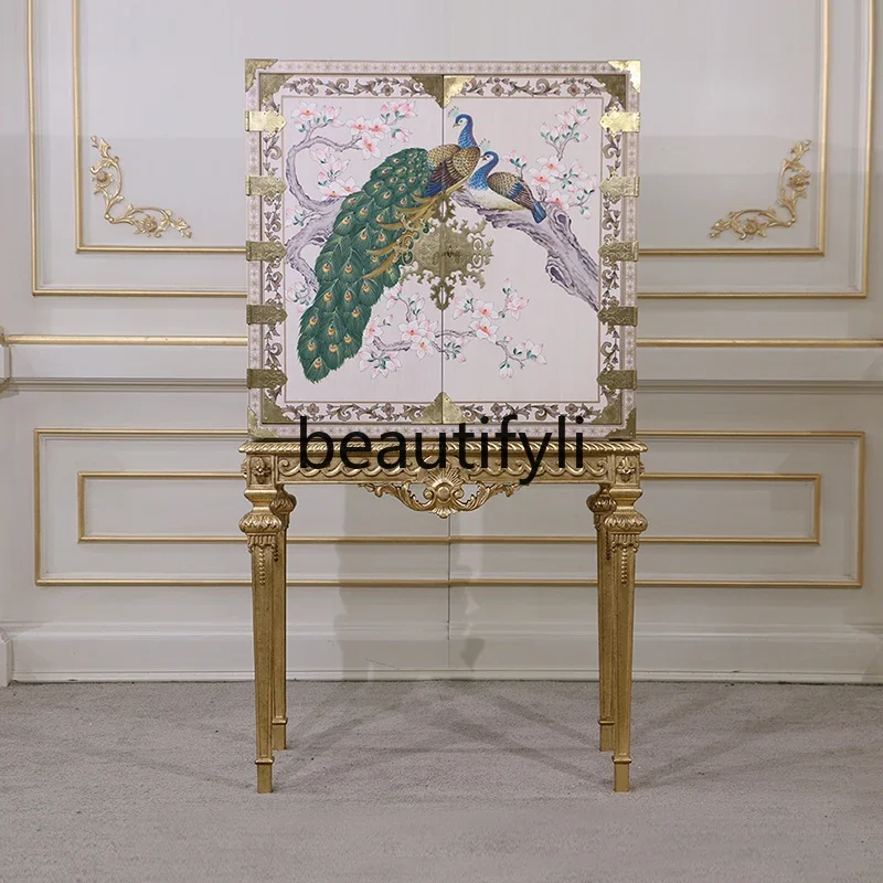 

European-style decorative cabinet, villa master bedroom multi-functional locker, household bedroom side cabinet against the wall