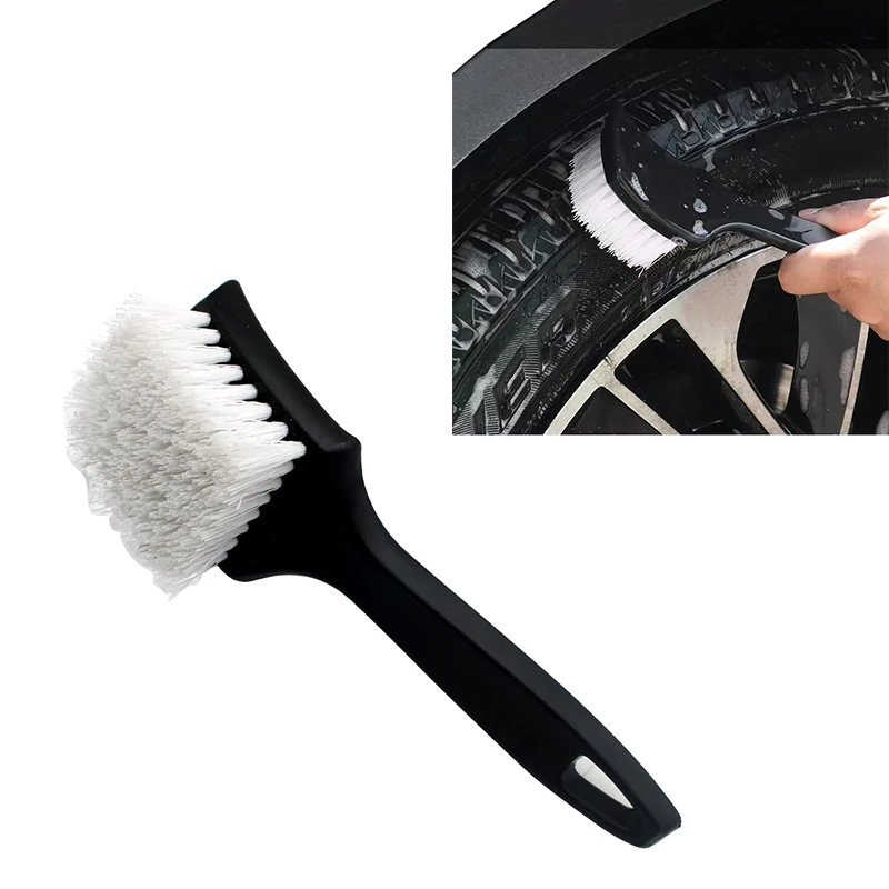 1 Pcs Car Tire Rim Brush Wheel Hub Cleaning Brushes Car Wheels Detailing Cleaning Accessories Black White Tire Car Washing Tool