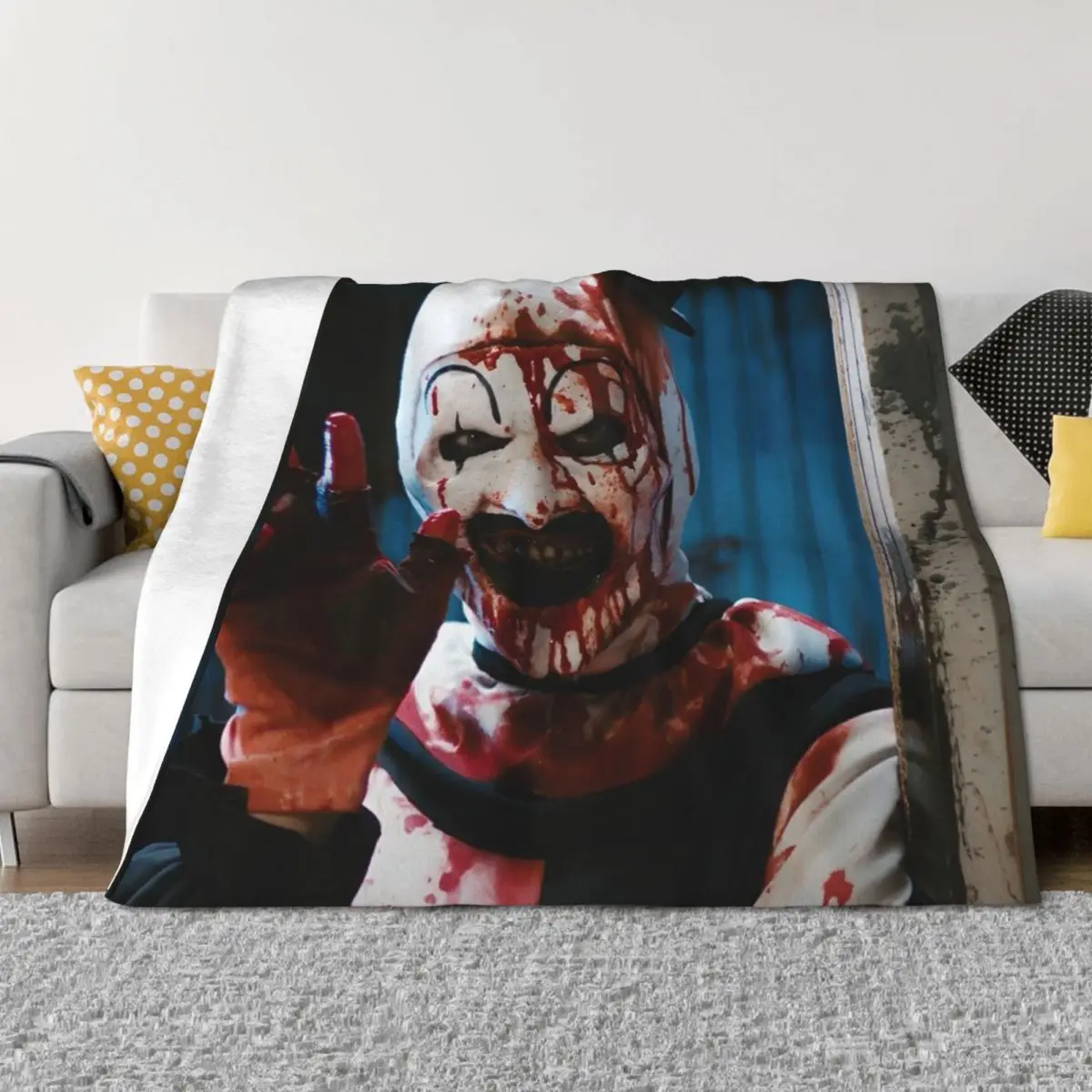 

Upscaled Art The Clown - Terrifier Throw Blanket Hair for babies Cute Plaid Travel Blankets