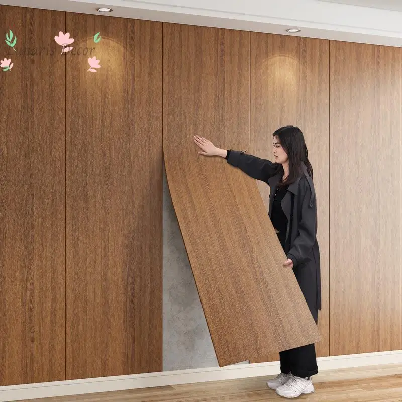 Aluminum-plastic board self-adhesive wall stickers, waterproof and moisture-proof wood grain wallpaper, background wall ugliness