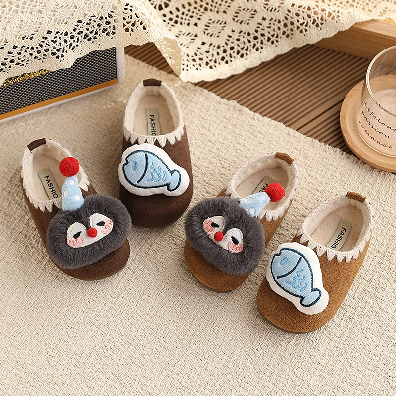 

Fashion Children's Cotton Shoes Cartoon Penguin Decoration Korean Style New Style Girls Flat Shoes Boys Outdoor Soft Soled Shoes