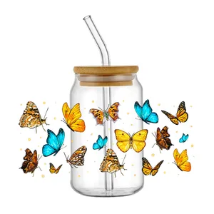 DIY TRANSFER STICKER, DIY, pink butterfly, washable, UV, DTF, glass, adhesive, clear, bottle, bottle, stationery 8 Main sales helmet ls2 pink - №4