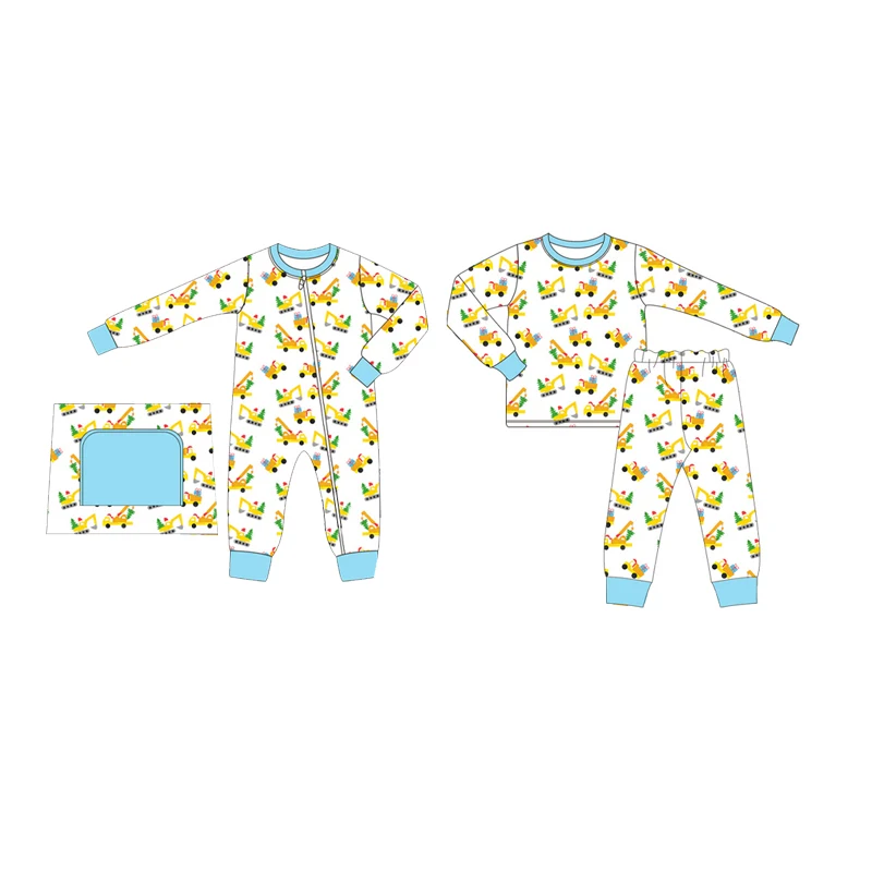 

Baby Matching 2 Piece Set Yellow Truck Print Boutique Milk Silk Clothing Toddler Jumpsuit Wholesale