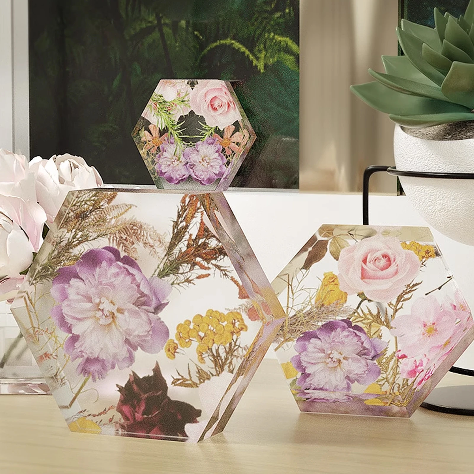 

3pcs Hexagon Table Mold Epoxy Jewelry Resin Silicone Crystal Ornament Craft DIY Christmas Birthday New Year Gifts