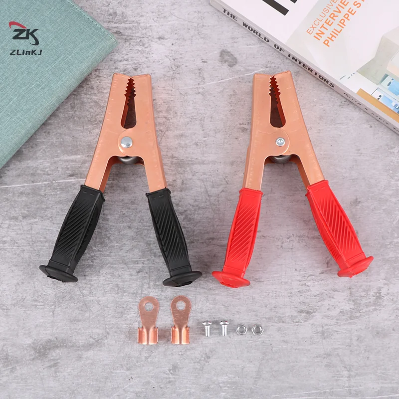 2Pcs 500-1000Amp Terminal Test Electrical Battery Crocodile Clamp Heavy Duty Copper Alligator Clips For Jumper Cables Boost