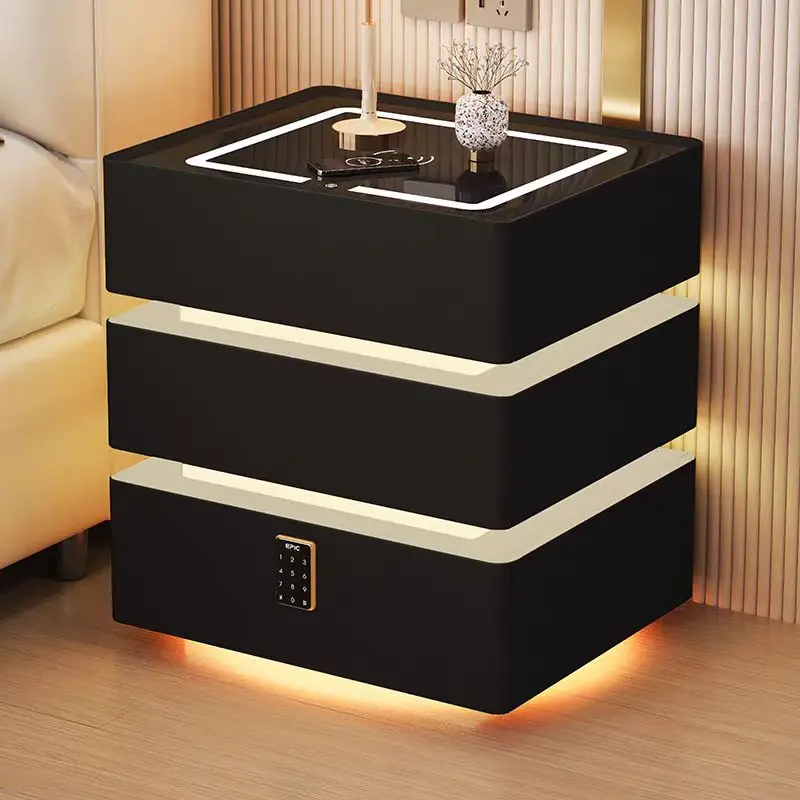￥%Intelligent Bedroom Furniture Bedside Table With Wireless Charging Nightstand With Charging Station With 3 Colors Night Light