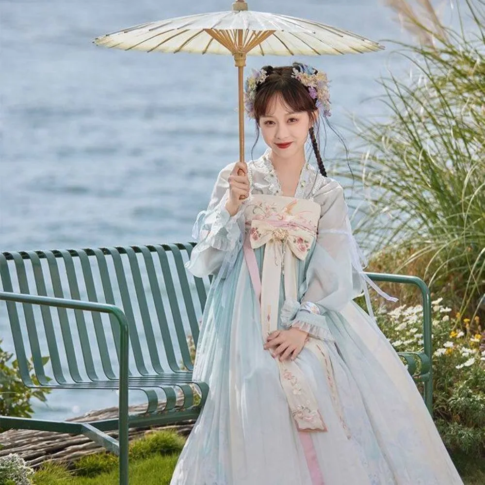 Xianqi antique Hanfu, short shirt with suspenders and chest-length skirt, two-color girlfriend suit.