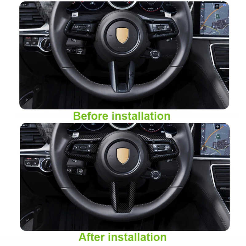 Fit For Porsche Macan Cayenne Panamera 718 Taycan Carbon Fiber Texture Steering Wheel Frame Cover Interior Decoration ﻿ ﻿