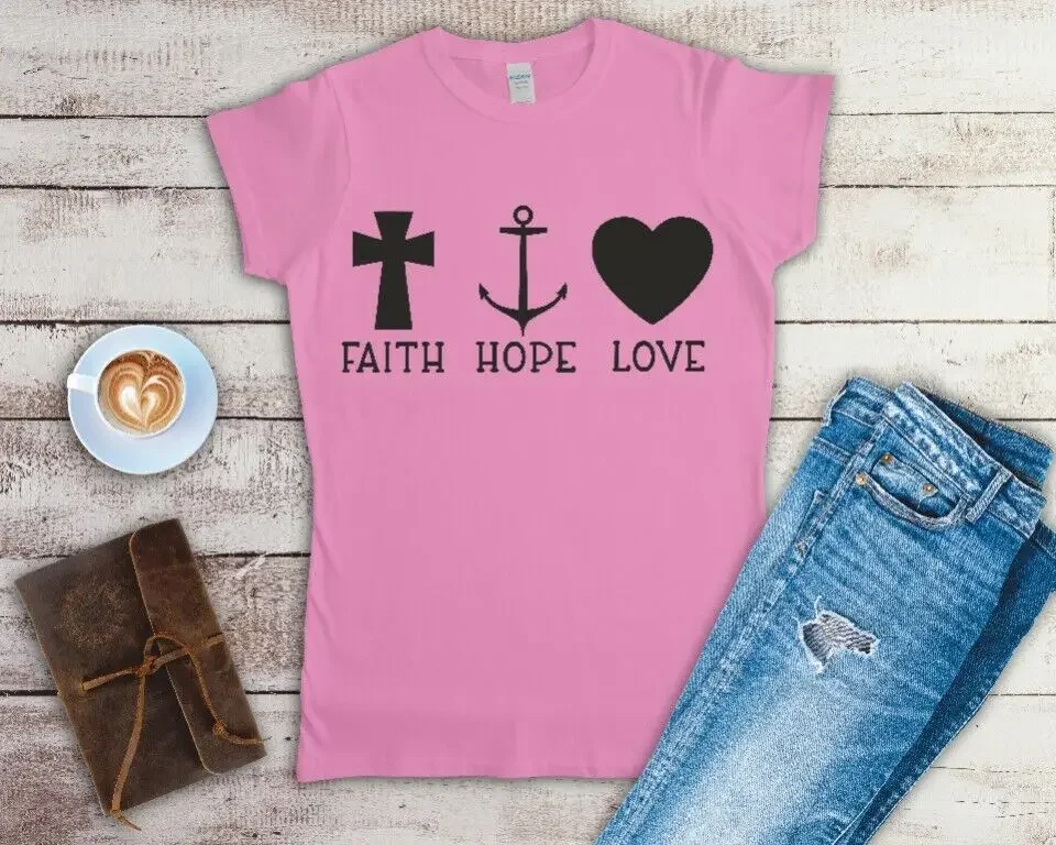 Faith Hope Love Ladies Fitted T Shirt Sizes Small-2XL