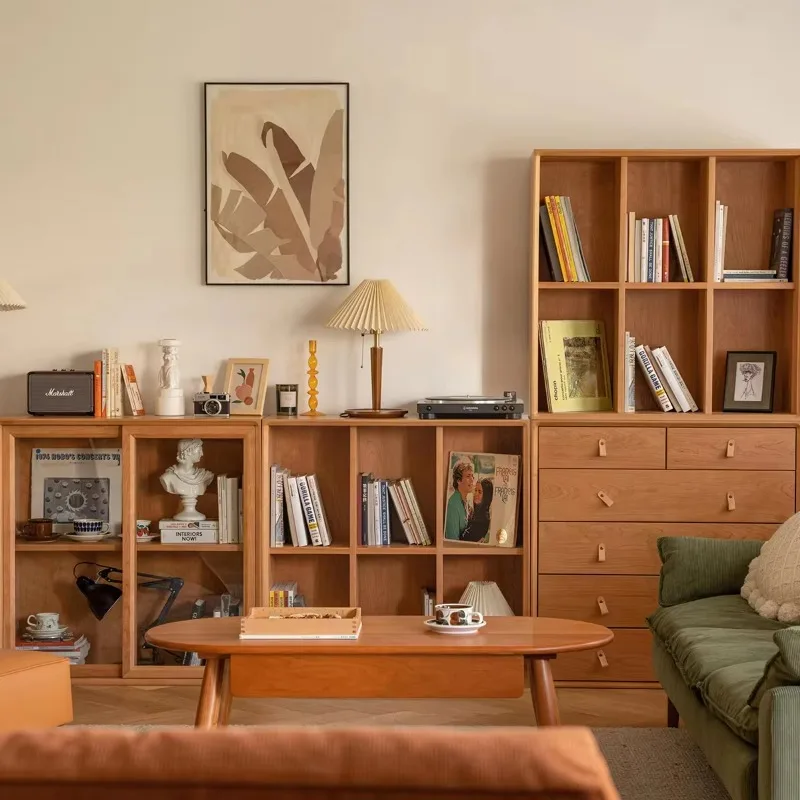 

Solid wood furniture set, modern design space-saving bookcase with living room and hotel chest of drawers