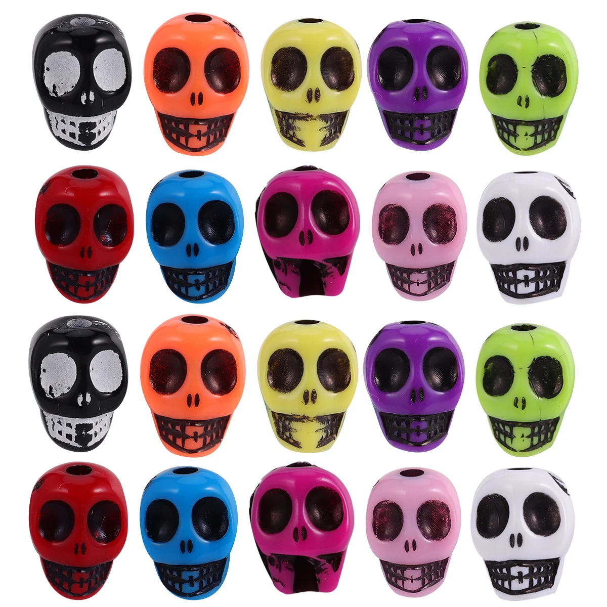

100Pcs Halloween Skull Pendants Durable Plastic DIY Pendant Accessories for Party Jewelry Making Keychains Bracelets