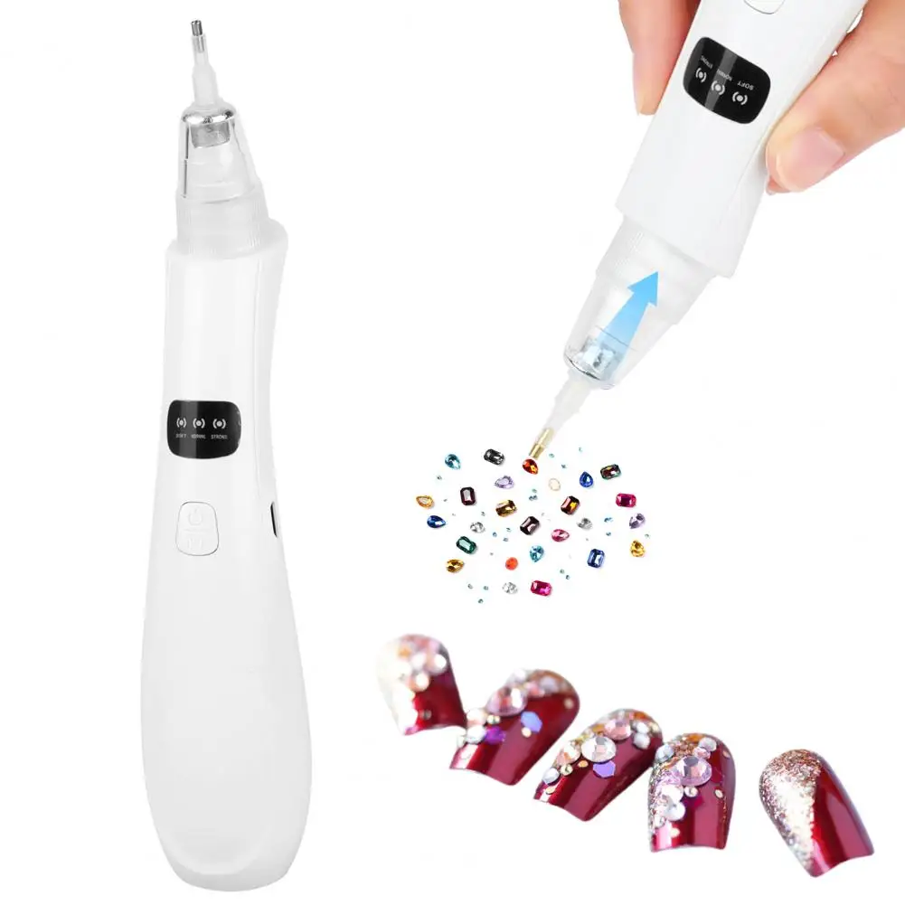 Vacuum Diamond Art Pen Electric Rhinestone Picker Tool Wax-Free Wireless Diamond Art Pen with 2 Interchangeable Tips 3 Suction M