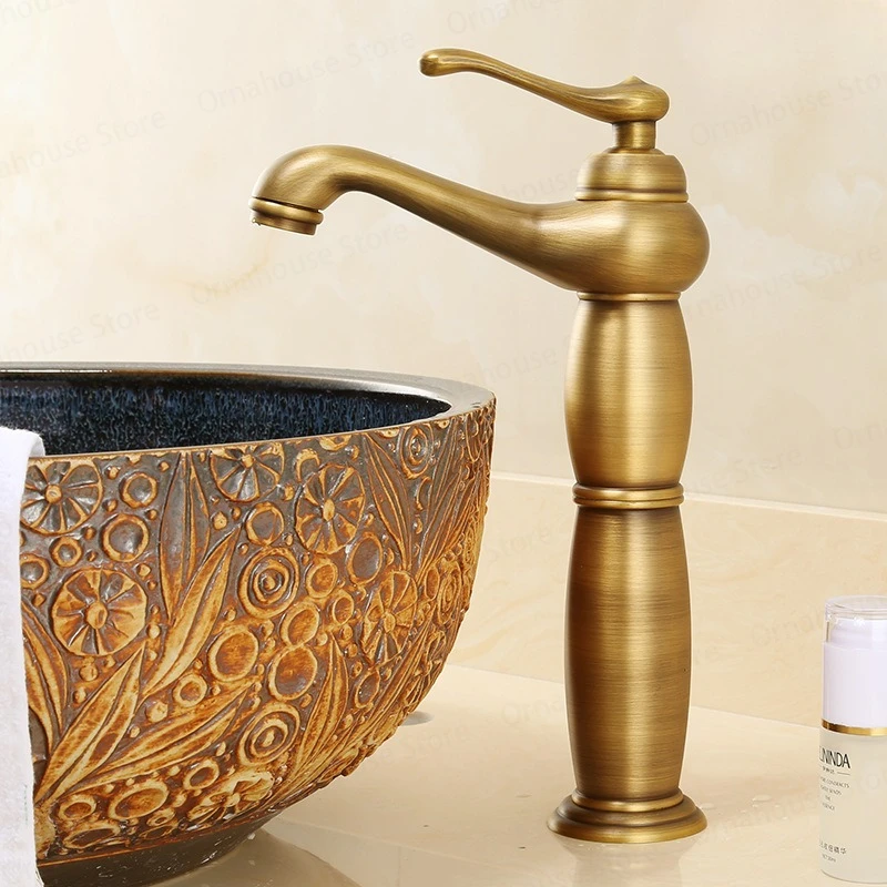 

Винтажный креативный латунный смеситель с одним отверстием, волшебная лампа, смеситель для горячей и холодной воды, роскошный смеситель в европейском стиле